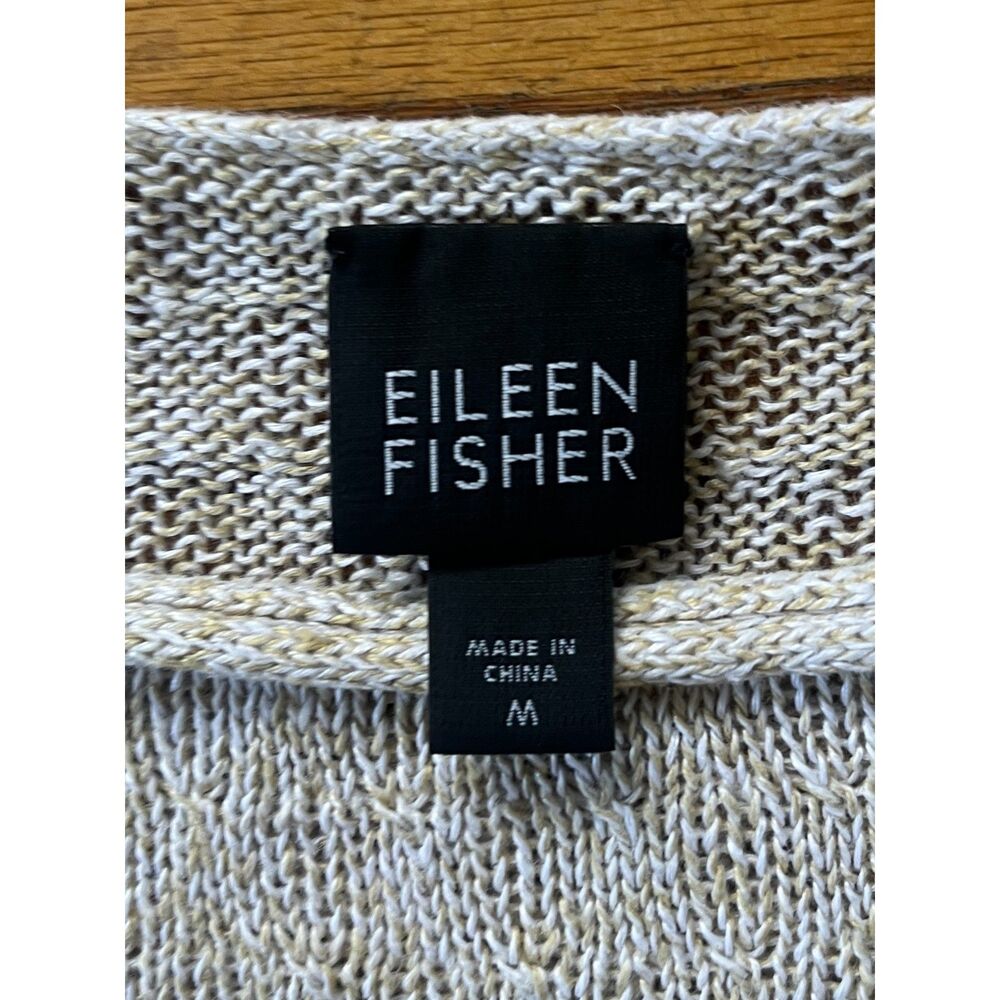 EILEEN FISHER Beige 100% Linen T Shirt Tee Blouse Top Women's Size Medium - Picture 4 of 9